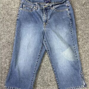 Bum Equipment Capri Jeans Women Missy 12 32x18 Denim Stretch Pockets